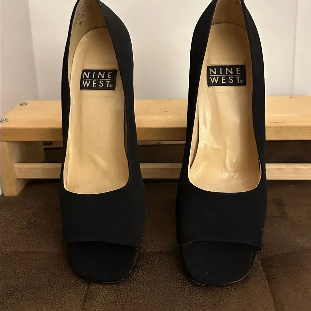Nine West Black Peep-Toe Heels